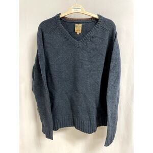 BILLS KHAKIS Wool V-Neck Pullover Sweater Raglan Sleeve Soft Cozy Blue Men's XL